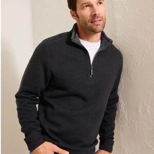 Tommy Bahama Flip Coast Reversible Half Zip Black/Gray Sweater/Sweatshirt Preppy